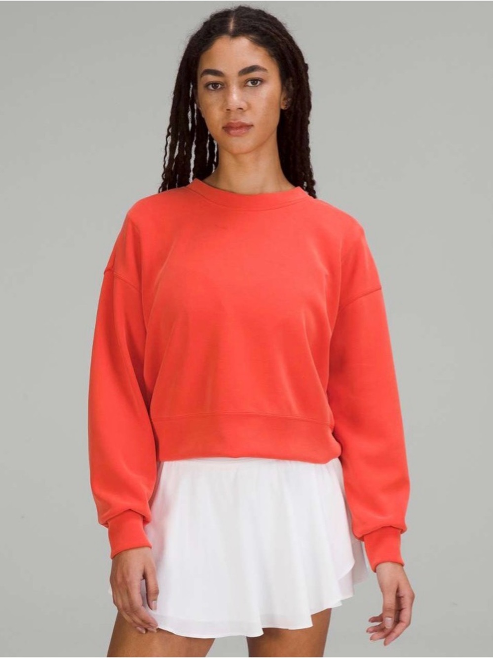 Lululemon Softstreme Perfectly Oversized Cropped Crewneck Sweatshirt Orange 6